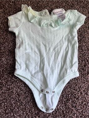Mint Eyelet Ruffle Short-Sleeve Bodysuit